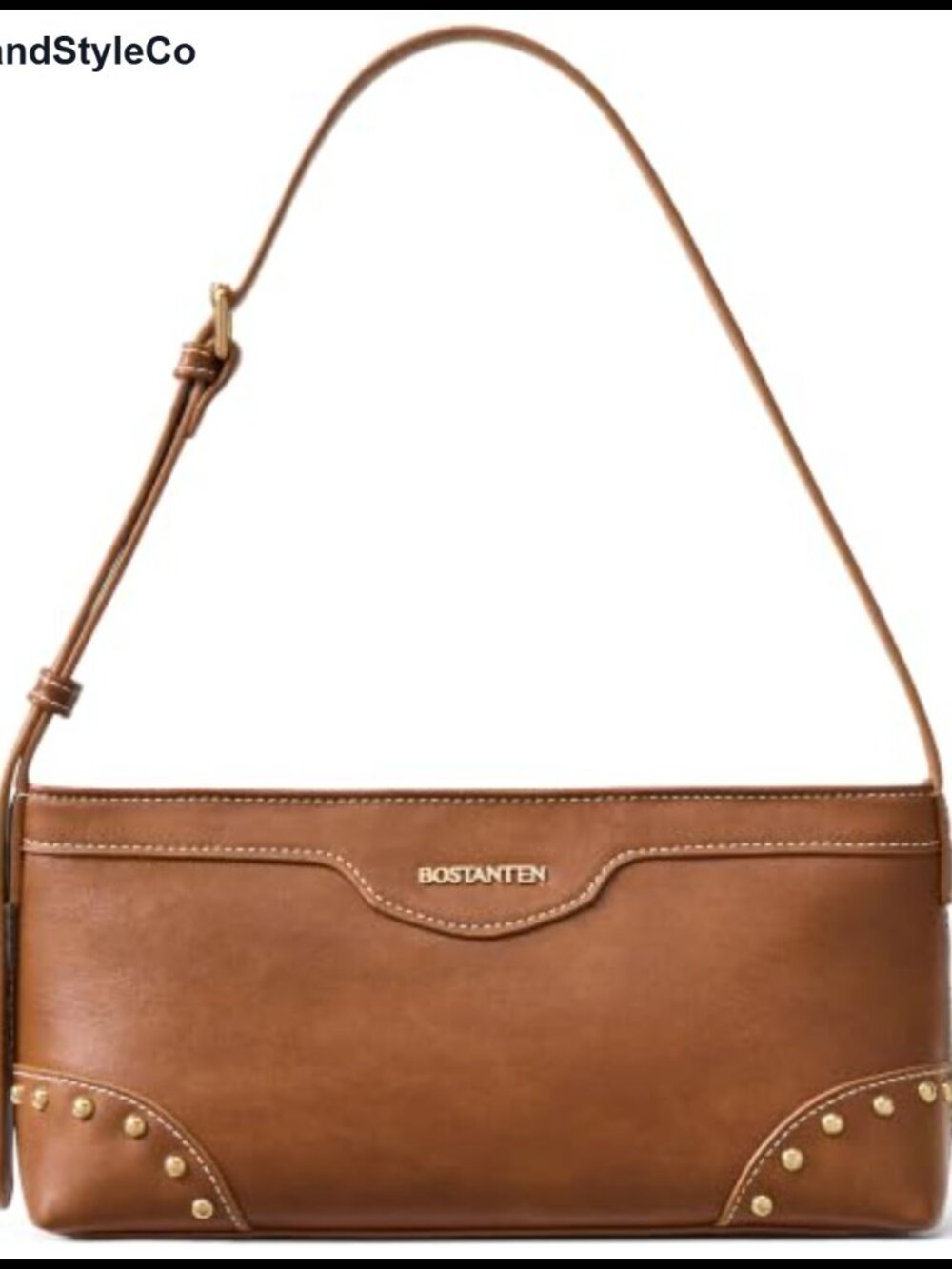 Studded Shoulder Bag Vegan Leather Small Handbag Adjustable Strap